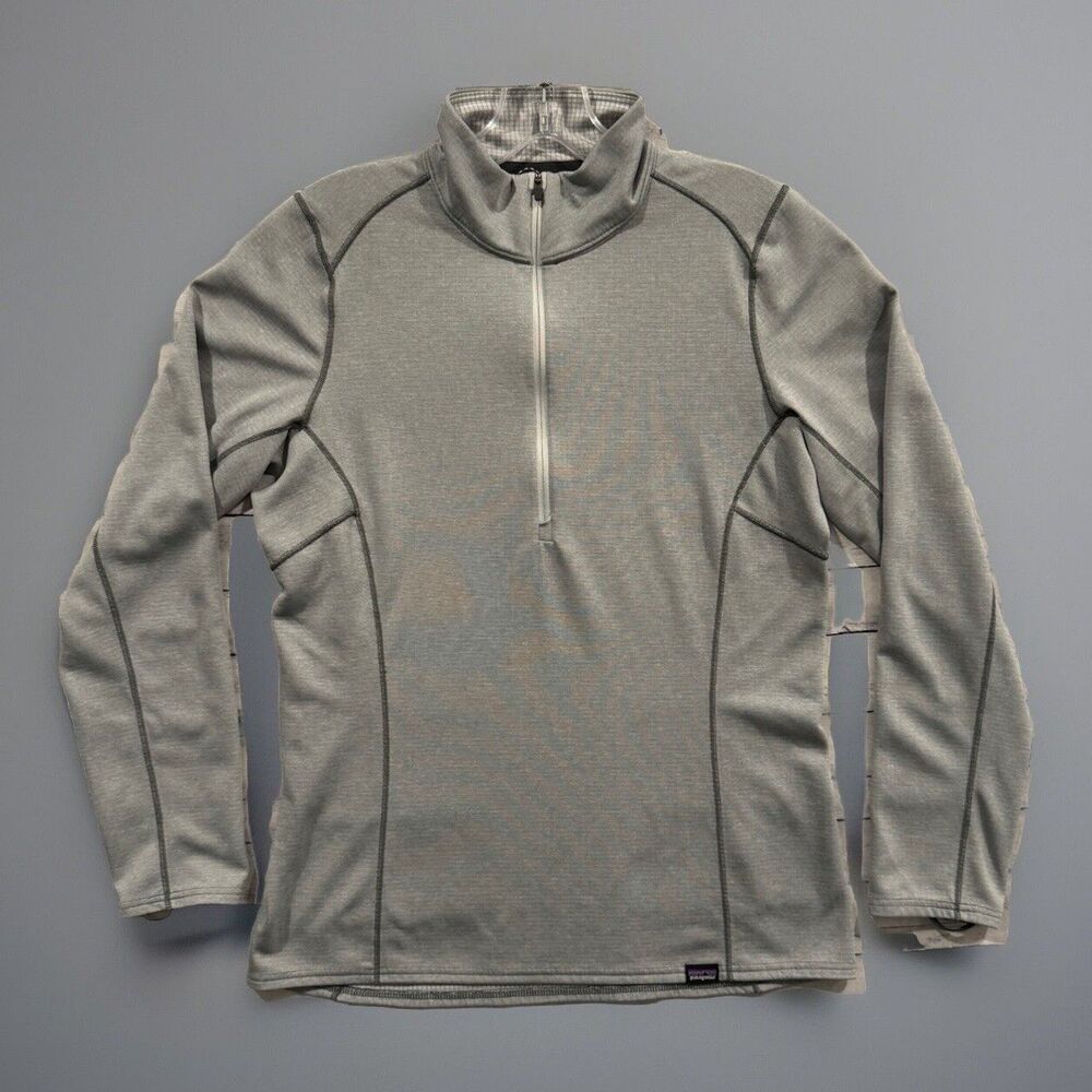 Patagonia Womens Midweight Capilene Base Layer Shirt Small Gray 1/4 Zip Pullover